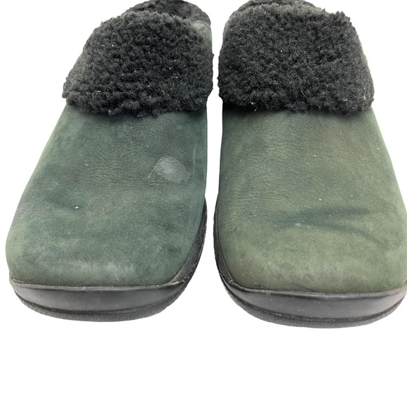MERRELL ENCORE ICE SLIDE Slip On Mules Clogs Green Genuine Leather Shoes sz 7.5 - Picture 2 of 16